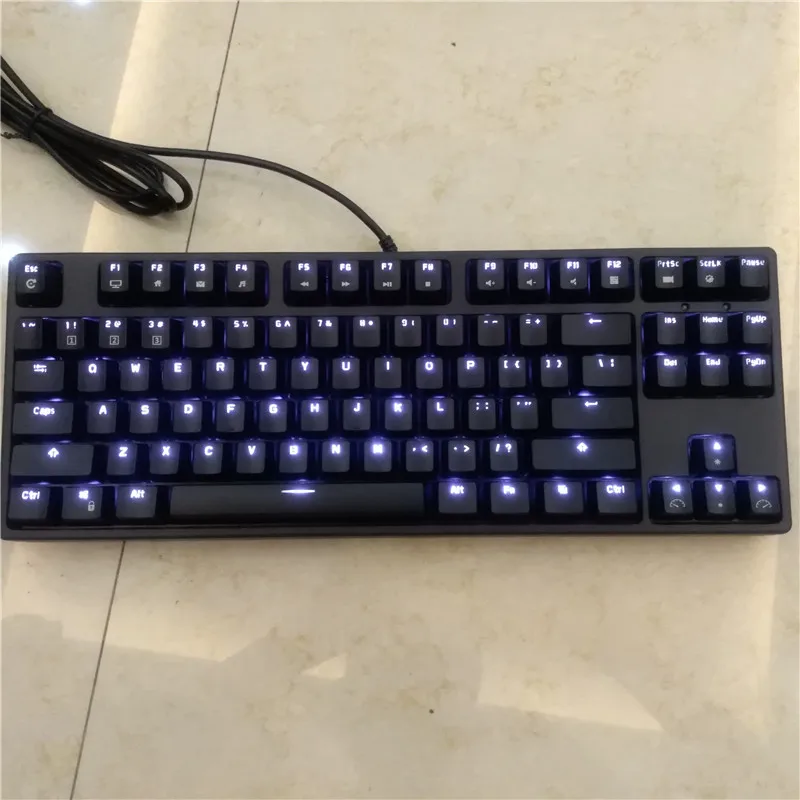 Beste RK tenkeyless TKL zwart 87 toetsen mechanische toetsenbord cherry mx brown blue switches gaming toetsenbord wit LED backlit NKRO