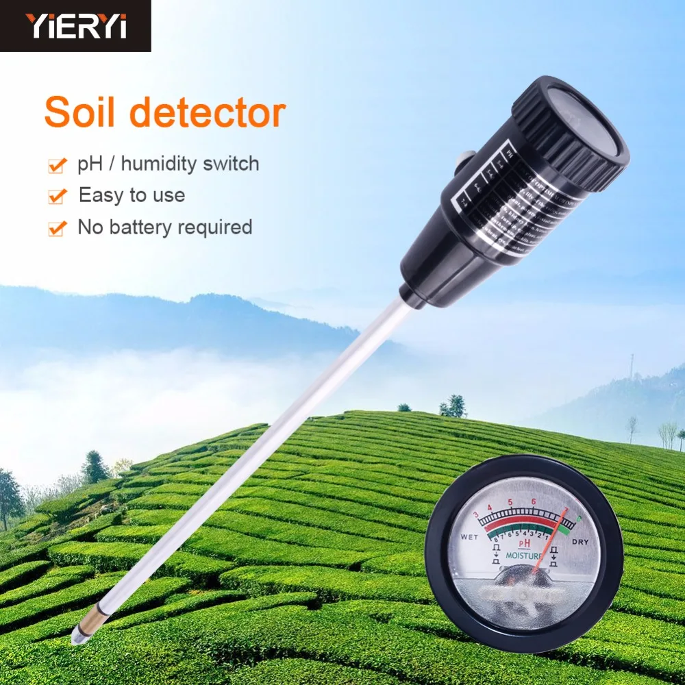 

yieryi Soil pH Moisture Meter Tester Hydroponics Analyzer Long Water Quality Plants Humidity Soil Detector