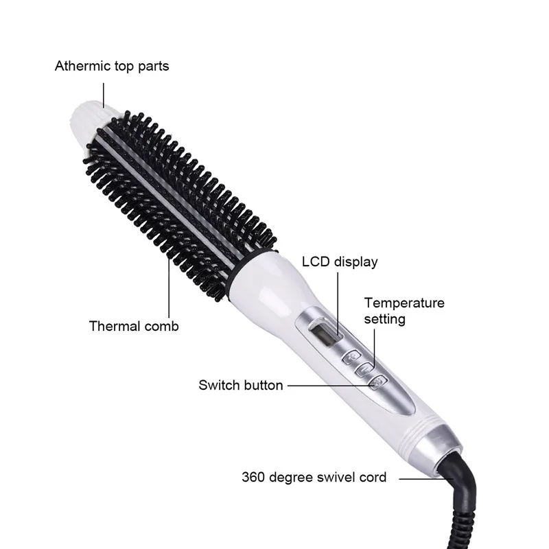 ЖК-дисплей, цифровая Ионная Щетка для завивки волос, быстрый нагрев, Керамический выпрямитель, массажная расческа, контроль температуры, утюжок, инструменты