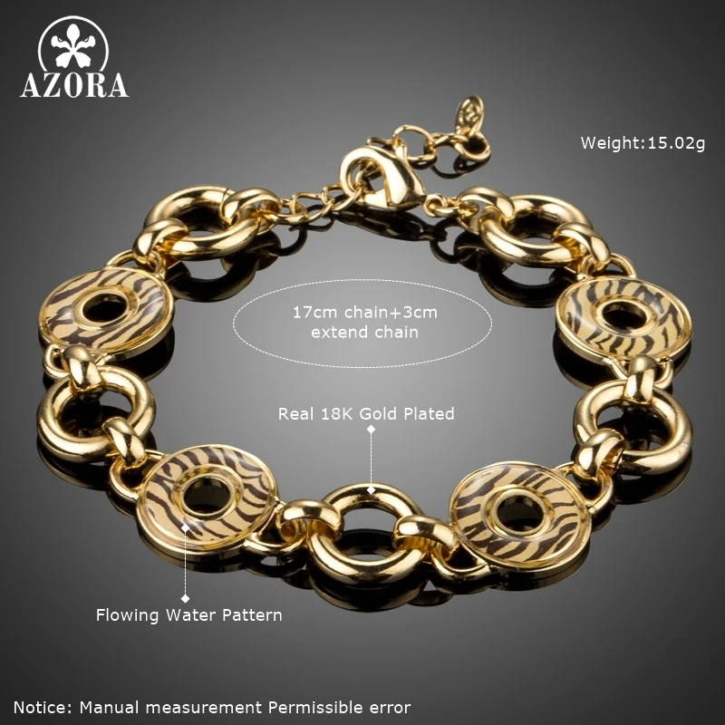 Азора Мода струящаяся вода узор цепь из круглых звеньев браслет золотого цвета ювелирные изделия Высокое качество TS0177