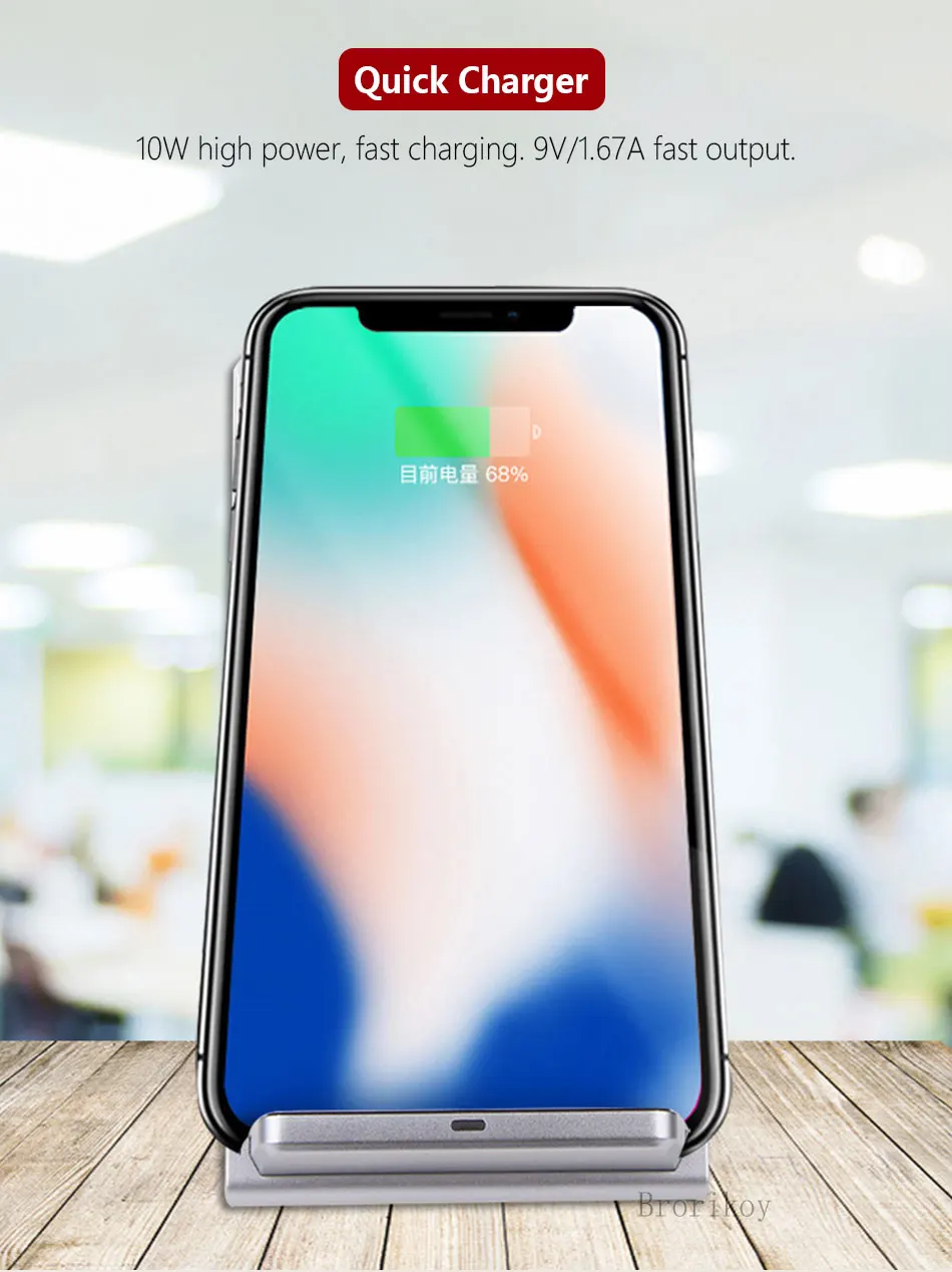 Qi Беспроводное зарядное устройство док-станция USB быстрая зарядка для iPhone X Xs samsung S8/S9 Note 8 Plus адаптер 10 Вт беспроводное быстрое зарядное устройство s держатель