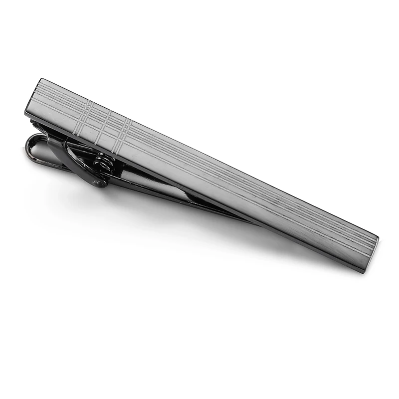 Dy New High Quality Stainless Steel Gun Black Striped Tie Clip Fashion