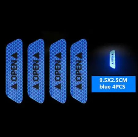 Blue 4pcs 4 шт. Автомобильная отражающая лента Предупреждение ющая отметка наклейка аксессуары экстерьер для KIA RIO K2 K3 K5 Ceed Sportage Sorento soul optima - Цвет: Blue 4pcs