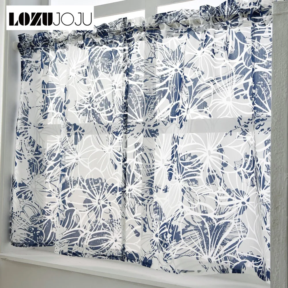 

LOZUJOJU Free shipping Short curtains kitchen rod cafe window made door modern tulle window sheer ready set pocket treatment