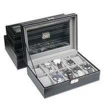 Top Sselling 6/10/12 Grids PU Leather Watch Boxes Storage Organizer Box Luxury Jewelry Display Watch Case Black Free Shipping Top Sselling 6/10/12 Grids PU Leather Watch Boxes Storage Organizer Box Luxury Jewelry Display Watch Case Black Free Shipping