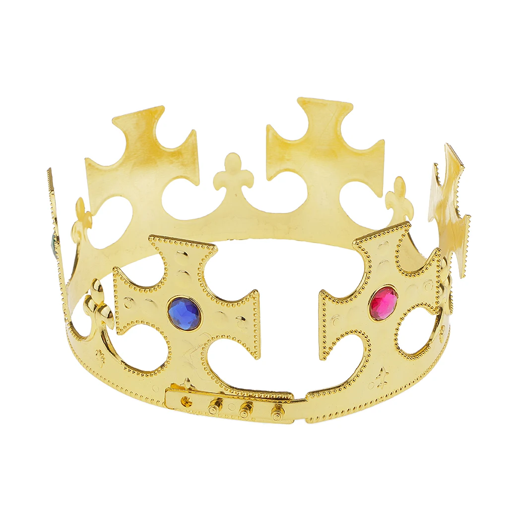 prettyia Novelty Gold Plastic Kings Queens Crown Royal Fancy Dress Party Costume Hat Headwear  Crown Fancy Dress Accessories