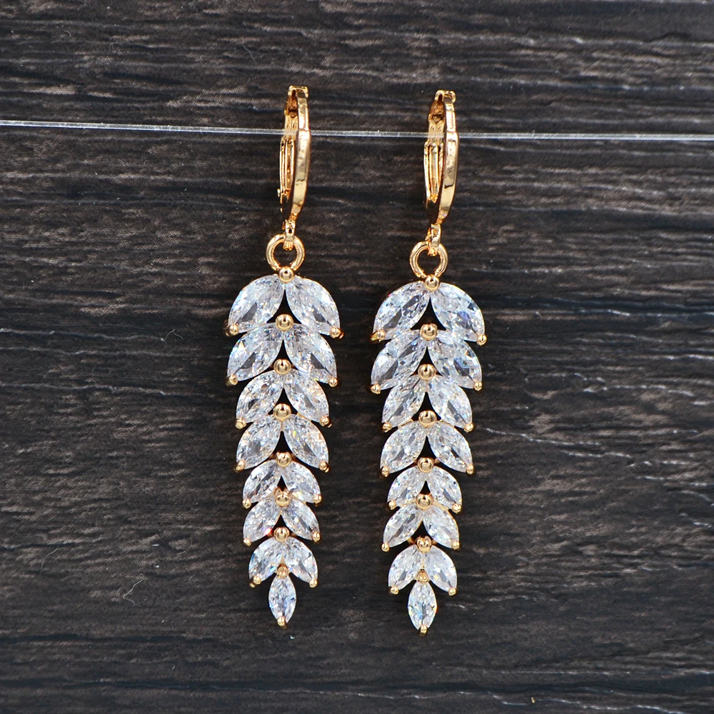 

Fashion Women Luxury Clear Marquise Zirconia CZ Drop Wedding Earrings Jewelry