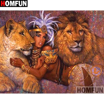 

HOMFUN Full Square/Round Drill 5D DIY Diamond Painting "Beauty lion" Embroidery Cross Stitch 5D Home Decor A17024