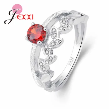 

Petal Ornament With Red Cubic Zirconia 925 Sterling Silver Ring New Fashion Women Jewelry For Party Engagement Wholesale