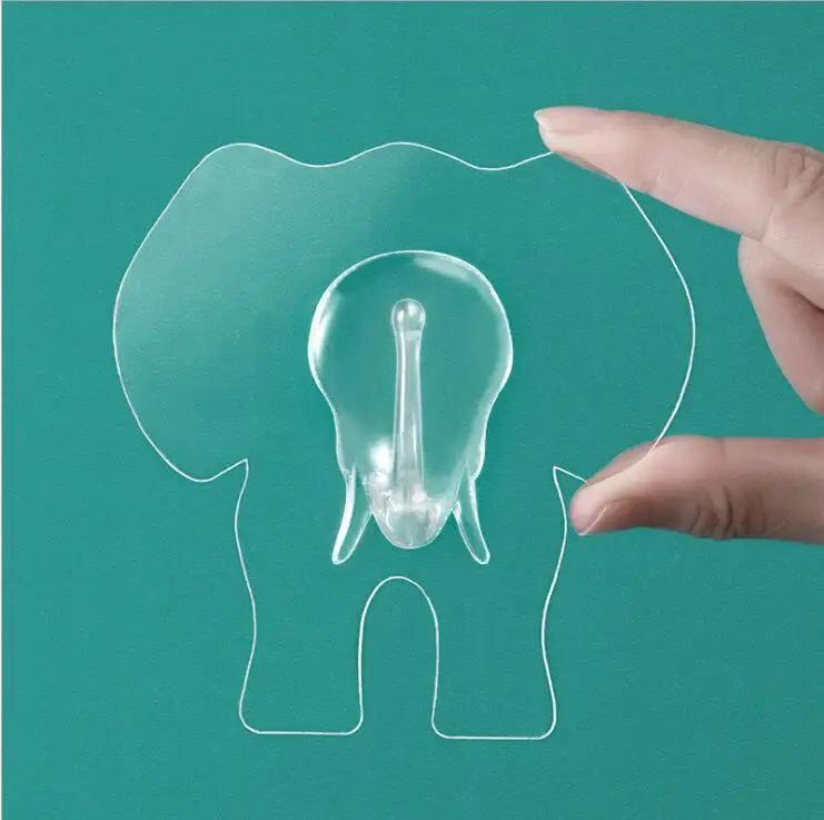 

1 Pc Transparent Elephant Design Door Hook Bathroom kitchen hooks Wall Self-adhesive
