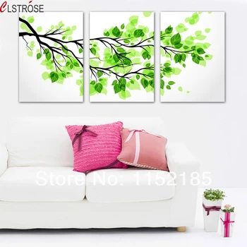 

CLSTROSE Large Green Tree Branch Picture Canvas Painting 3 Pieces Modern Canvas Wall Art Paintings For Living Room Home Decor