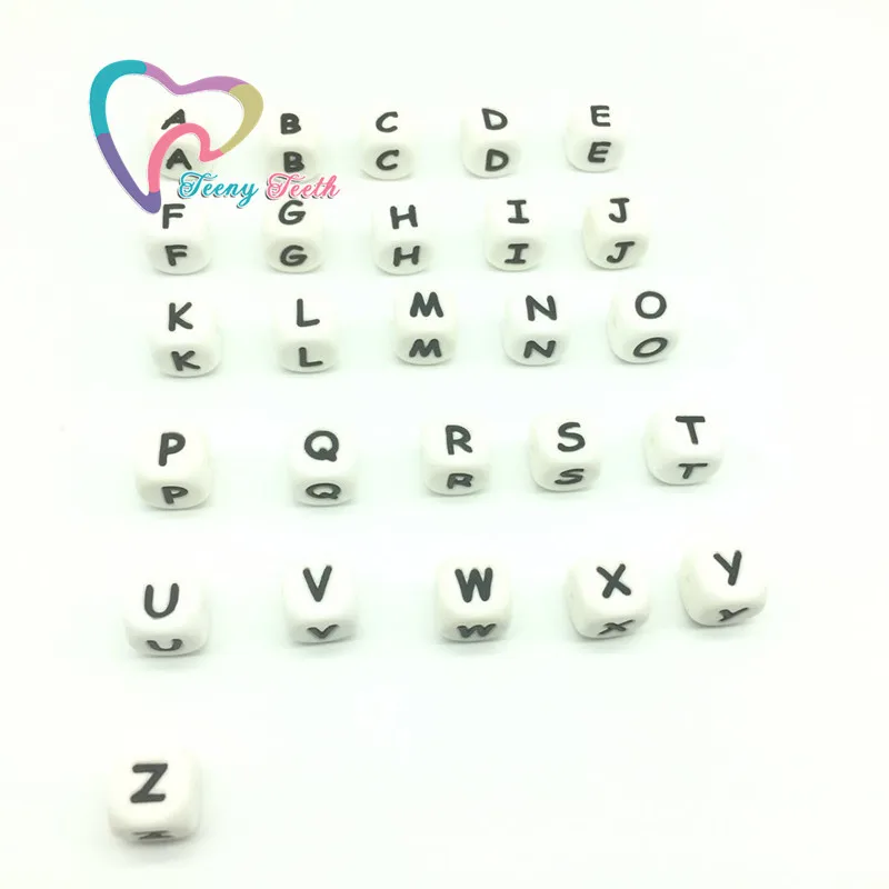

Teeny Teeth 26 PCS Alphabet Bead Silicone Letter Beads Baby Teething Alphabet BPA Free Silicone Bead For DIY Baby Teething Toys