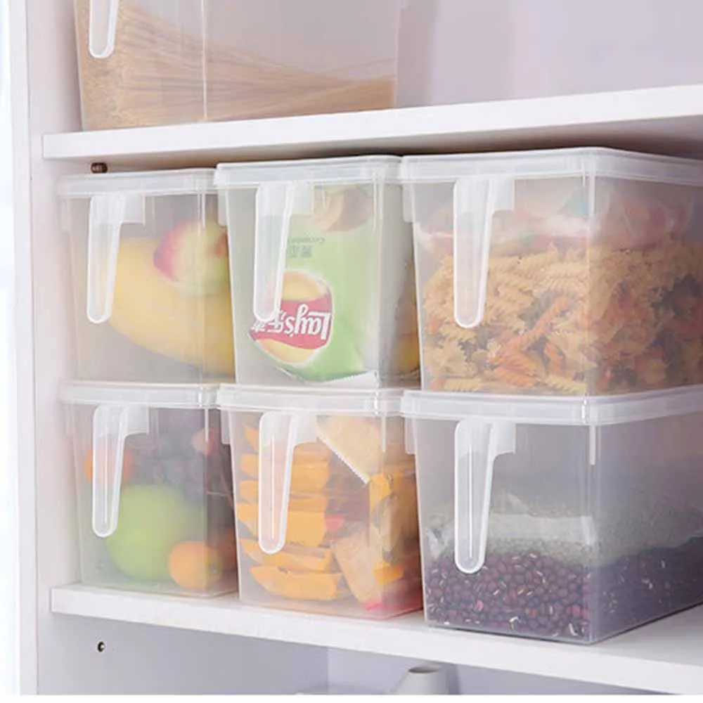

4.7L with Lid Rectangular Crisper Plastic Refrigerator Storage Box Kitchen Food Container