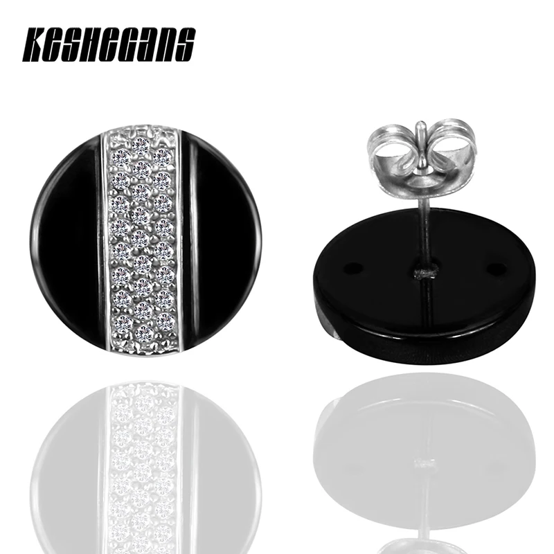 Продукт керамические изысканные серьги-гвоздики черный/белый круглый дизайн серьги Bling хрусталь, циркон, камень женские модные ювелирные изделия