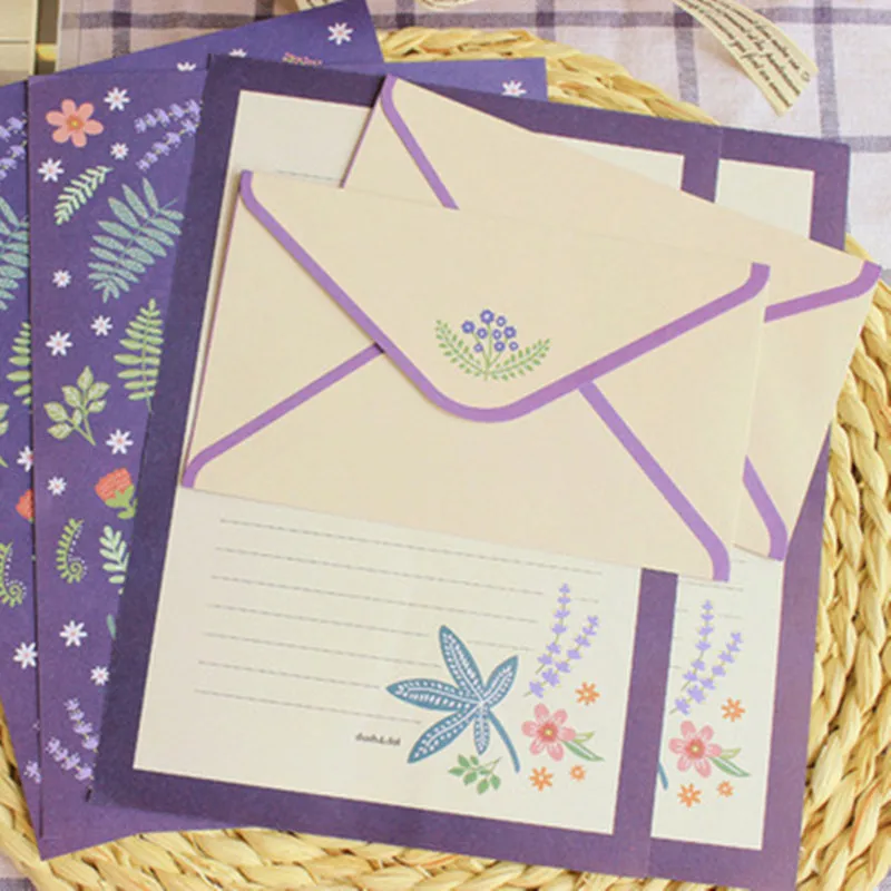 1 Набор, новые бумажные конверты, цветочные буквенные блокноты, канцелярские бумажные конверты для письма, набор канцелярских открыток, декорации - Цвет: 1 set