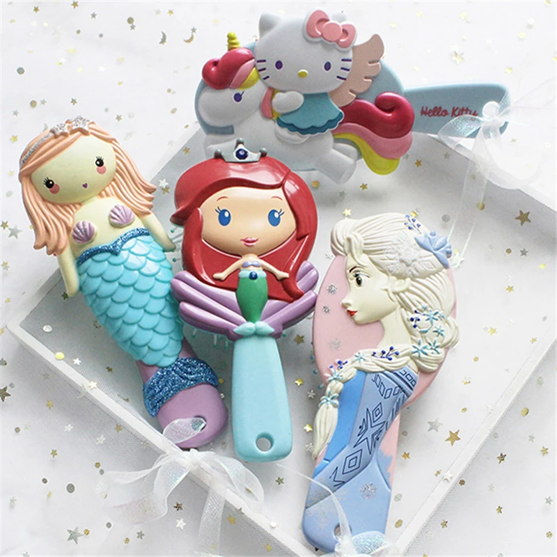 

Frozen Elsa Mermaid Ariel Unicorn Hello Kitty Kid Hair Brush Comb Anti Static Air Cell Hairbrush Cartoon Massage Tool Q Cute