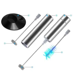Ручной молочной пены с 2 Весна Head венчиком стенд кисть блендер Электрический чайник пена для кофе латте капучино пить смеситель