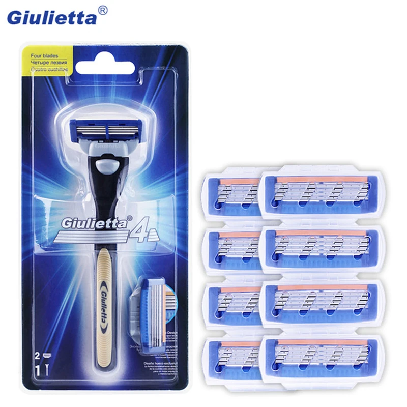 

Giulietta 2019 New Shaving Razor Blade For Men Set ( 1 Handle + 10 Blades ) 4 Layer Stainless Steel Razors Shave Brand Original