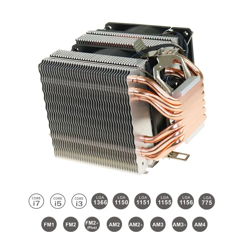 Кулер для процессора с 2/4/6 тепловыми трубками вентилятор AMD Intel 775 1150 1151 1155 1156