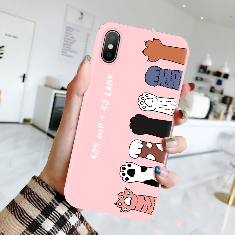Матовый чехол из ТПУ для телефона iPhone 11 Pro XS Max XR X 5 5S SE 6 6S 7 8 Plus OPPO F5 Oneplus 5T 6T с розовым