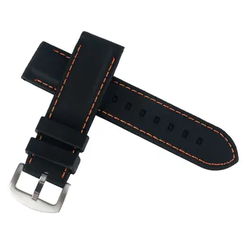 

Orange Line Stitching Soft Sport Waterproof Silicone Watch Strap Band Stainless Steel Correa reloj 20mm/22mm/24mm/26mm Clock