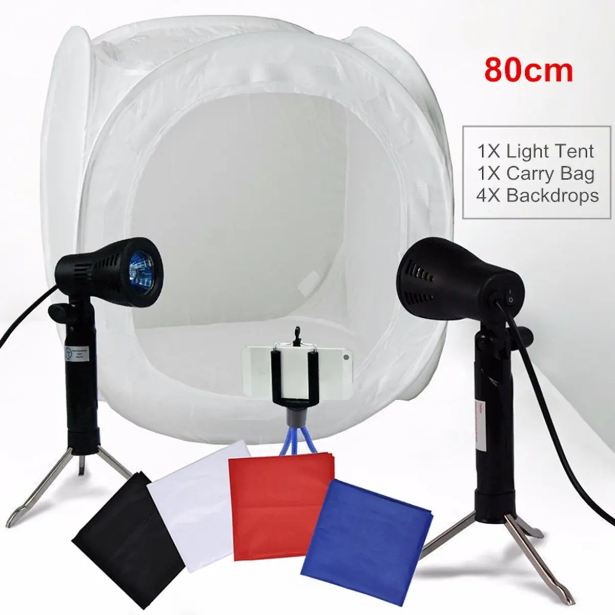 

80x80x80CM Portable Photo Softbox Folding Studio Light Room Cube Tent Shooting Light box Photo Backdrops with 4 Backdrops 1.11Kg