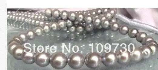 

Jewelry 002501' ROUND 10-11MM SOUTH SEA SILVER GREY PEARL NECKLACE 14KGP