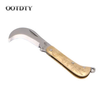 

OOTDTY Retro Carving Keyring Pocket Keychain Tactical Small Folding Folder Knife Brass Multi-function knife dorp shipping
