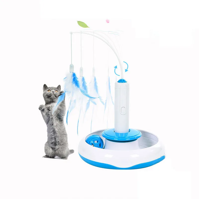 1pcs Pet Cat Electric Toy Spinning Funny Cat Stick Interactive Cats Toys Rotating Feather Teaser