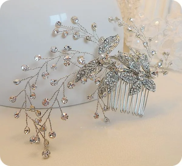 Shiny Crystal Bridal Hair Vine Comb Rhinestone Wedding Accessories Handmade Headpiece