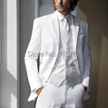 На заказ классические белые мужские костюмы 3 пуговицы жениха смокинги друзей жениха Мужские свадебные костюмы жениха(куртка+ брюки+ жилет+ галстук
