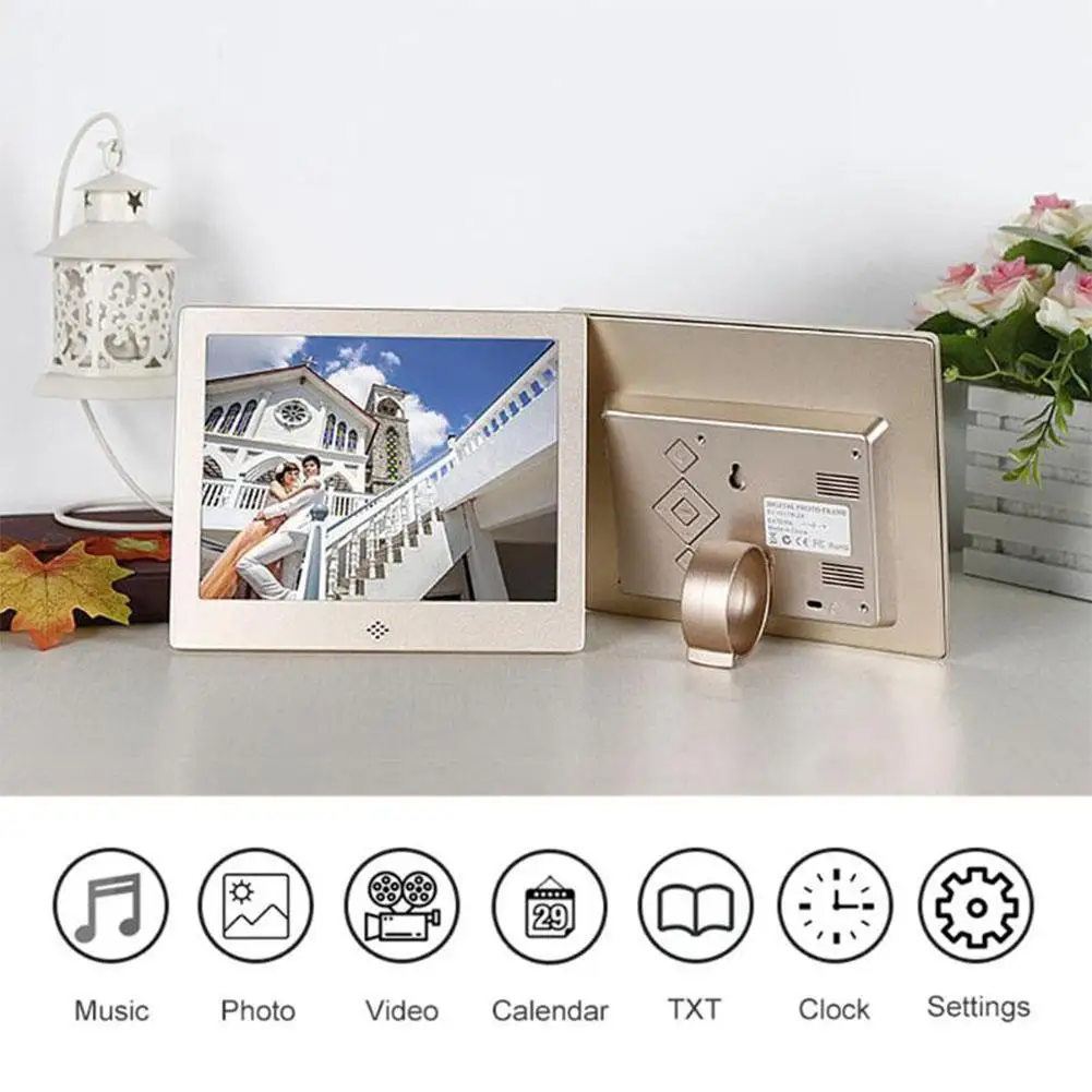 

LED Digital Photo Frame10 Inch Metal 720P Video Music Calendar Clock Player 1024x600 Resolution support SD TF card r29