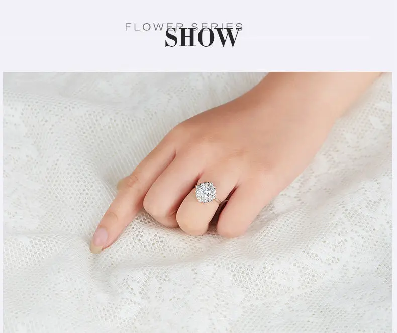 Ювелирные кольца с муассанитом для женщин 1.00ct карат 18 к белое золото цветок лилии дизайн обручальное кольцо подарок девушка