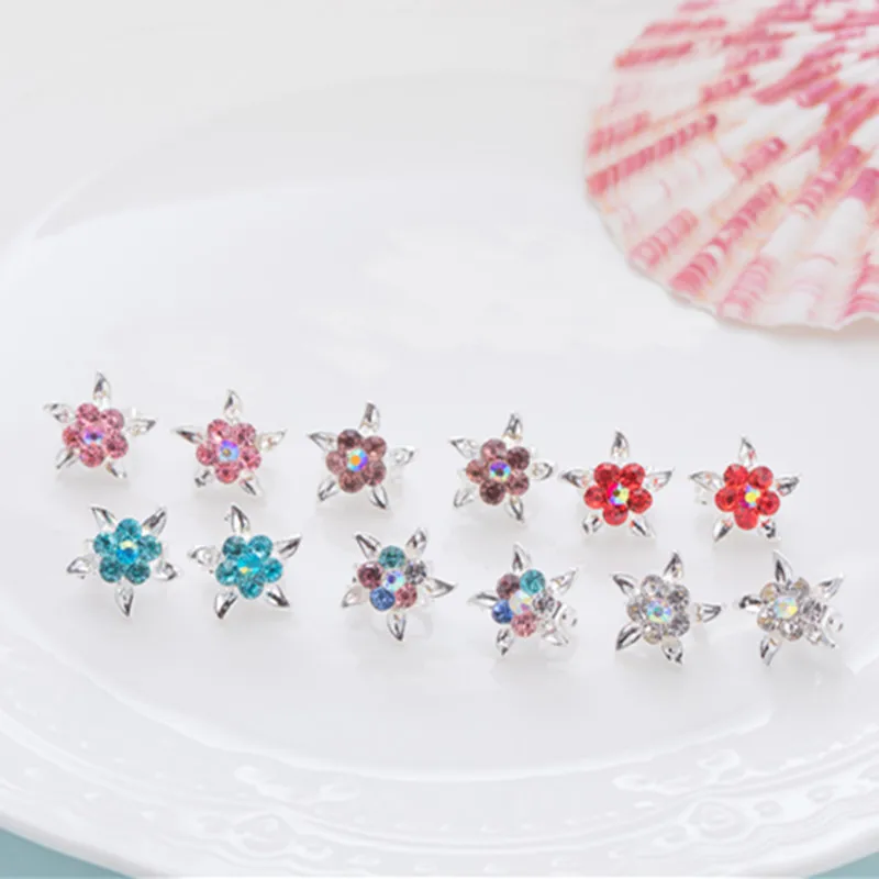

60 Pcs Stars Crystal Hair Decoration Buckle Clip Swirl Spiral Twist Hairpins