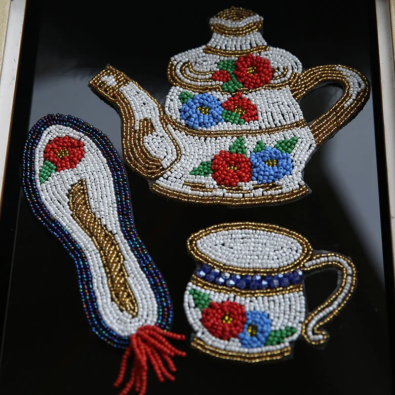 

tea cup set bead patches applique patches applique toppe parches para la ropa patches for clothes