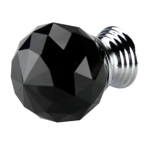 KSOL Hot Sale Black Crystal Glass Cabinet Drawer Door Knobs Handles 30mm