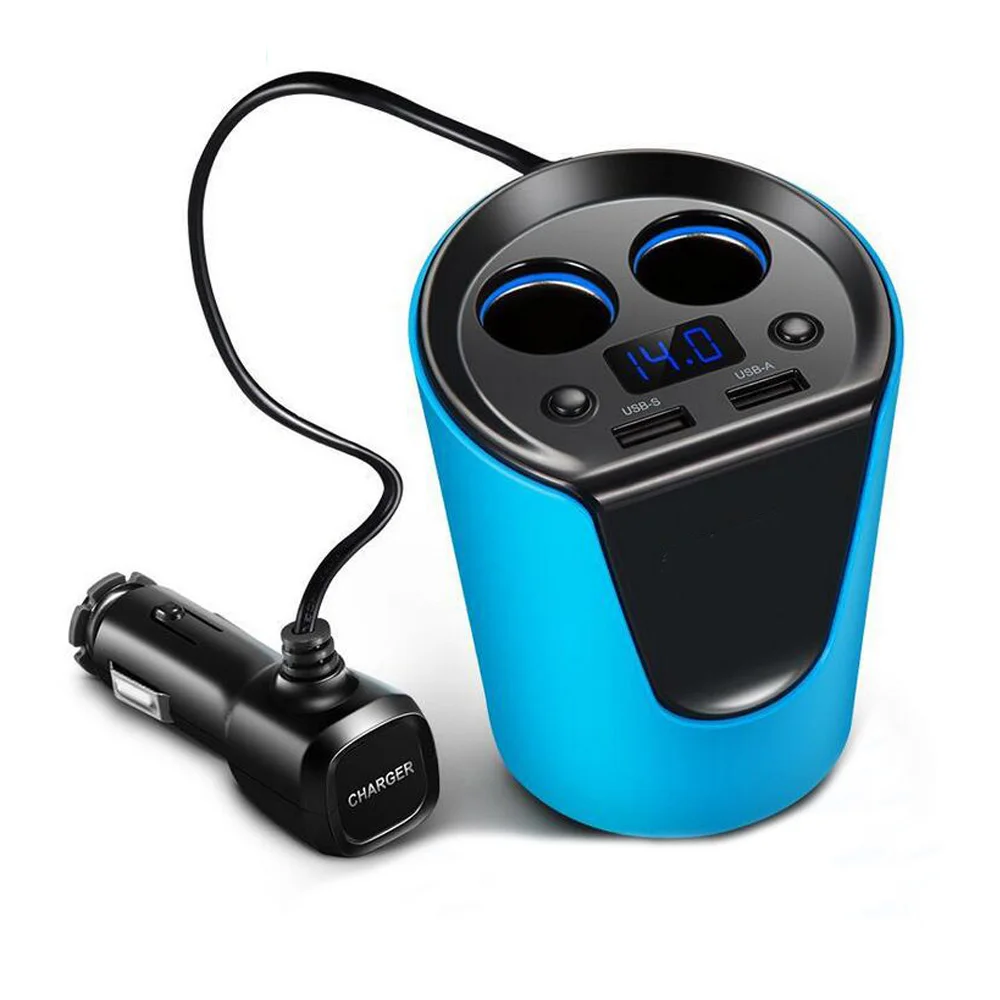 Multifunction Cup Car Charger Dual USB Cigarette Lighter Charger