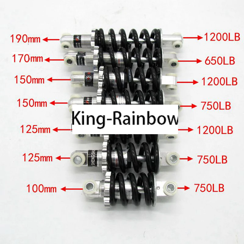 

1pcs 1200LB/IN 750LB 650LB Motorcycle Air Shock Absorber Rear Suspension For 47cc 49cc Motor Scooter ATV Quad