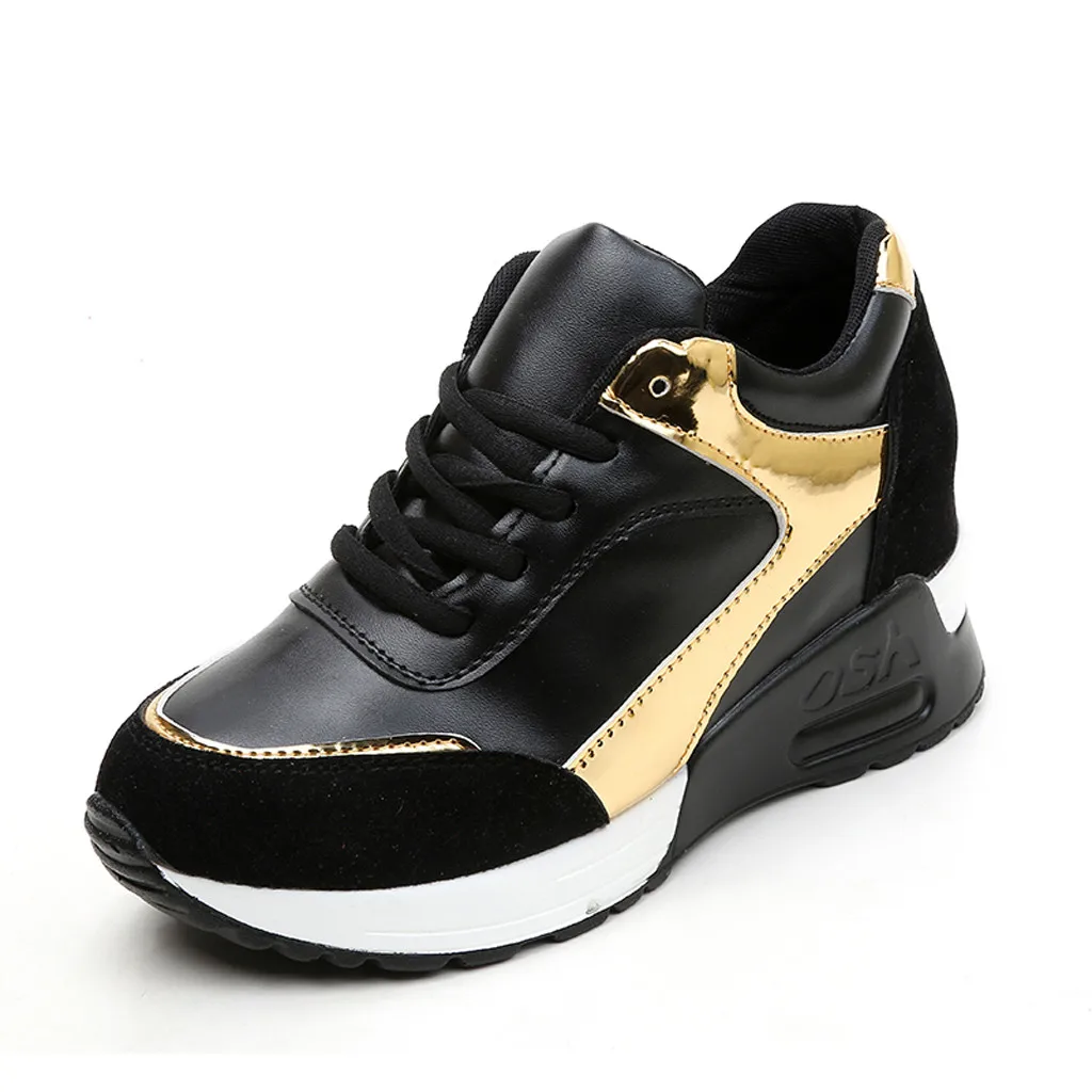 SAGACE/Женская Вулканизированная обувь; повседневная кожаная обувь; простая однотонная женская обувь с низким вырезом и круглым носком; кроссовки; женская обувь; 42428 - Цвет: Gold