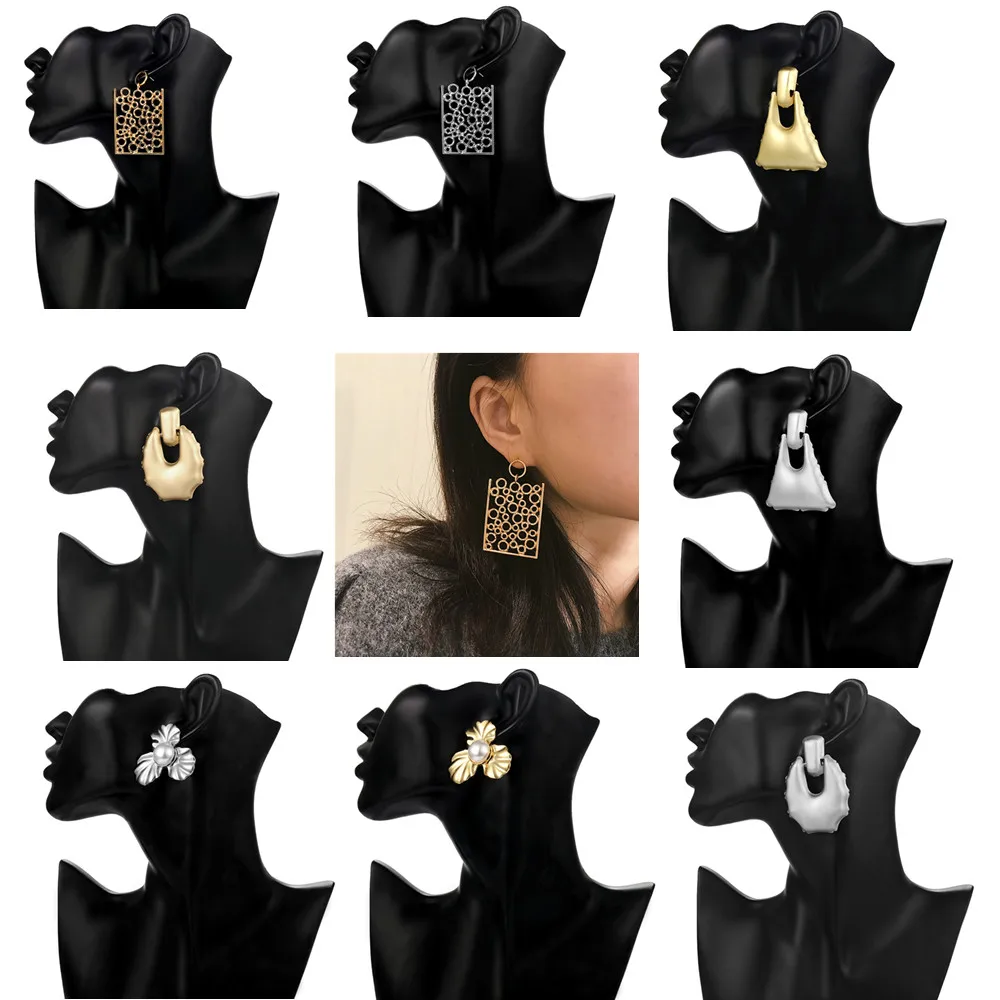 

Geometric ZA Silver Drop Earrings For Women Fashion Jewelry Dangle Earings Wedding Party Gifts Vintage Trendy Bohemian Jewellery