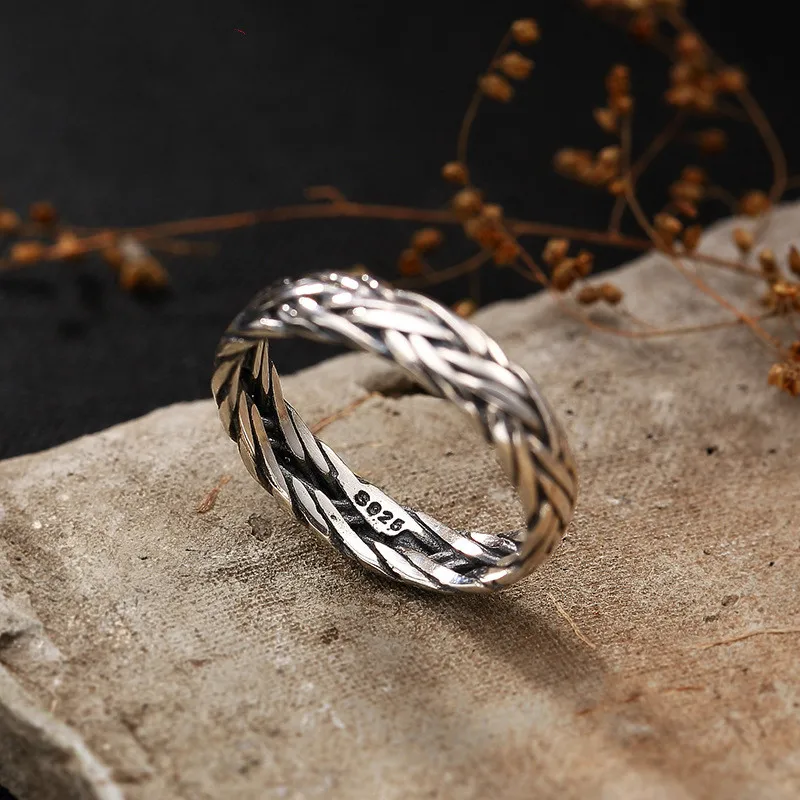 

2018 New Unique Design Weaving Rings For Women 100% Authentic 925 Sterling Silver Personality Full Finger Rings Couple Ring