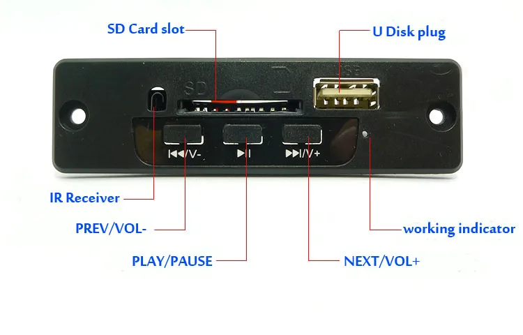 Декодер доска Цифровой аудио DC5V авто MP3 плеер мини панель усилителя 3 Вт+ 3 Вт BTL Поддержка SD/MMC USB Пульт дистанционного управления черный