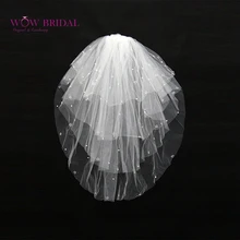 Wowbridal изящная свадебная вуаль подружки невесты милое сердце жемчуг бисером многослойные органза свадебные аксессуары