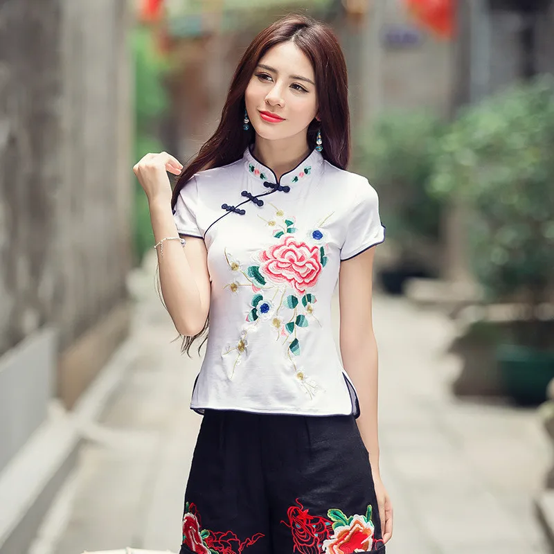 Модная весенне-летняя женская футболка 5XL с вышивкой, брендовые блузы, женские хлопковые топы, футболки, одежда, качественные винтажные футболки - Цвет: Style Seven
