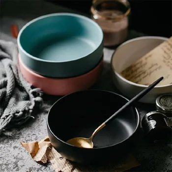 

Nordic style matte ceramic bowl Western food home kitchen small bowl eating rice bowl simple 4.5/6 inch round ceramic soup bowls