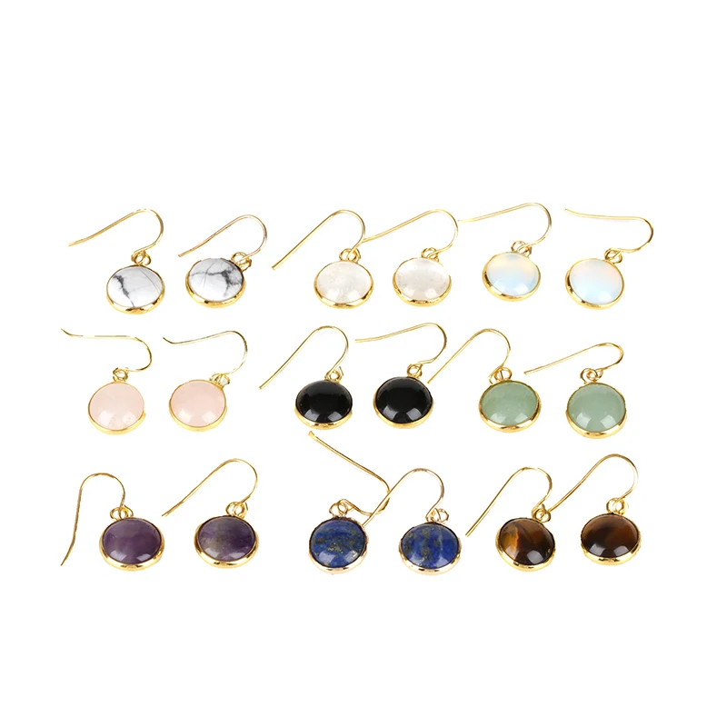 

New Arrival Lapis Lazuli/Pink Crystal/Magnesite 24k Gold Color Dangle Earrings for Women Statement Jewelry Anniversary Gift