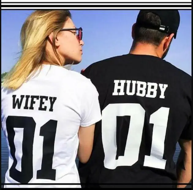 Camiseta de wifey y hubby 01 parejas, ropa con eslogan Tumblr, luna de miel, amor, matrimonio, regalos para Tops a la - AliExpress Ropa de mujer