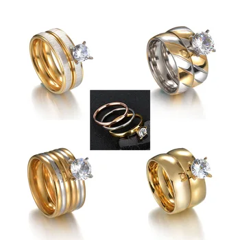 MEGA DESCUENTO ❤️ MMS-Conjunto de anillos dobles de moda para mujer, anillos desmontables para amantes de las mujeres, anillos de boda con diamantes de imitación, anillos de cristal transparente - discount item 45% OFF Joyas y complementos