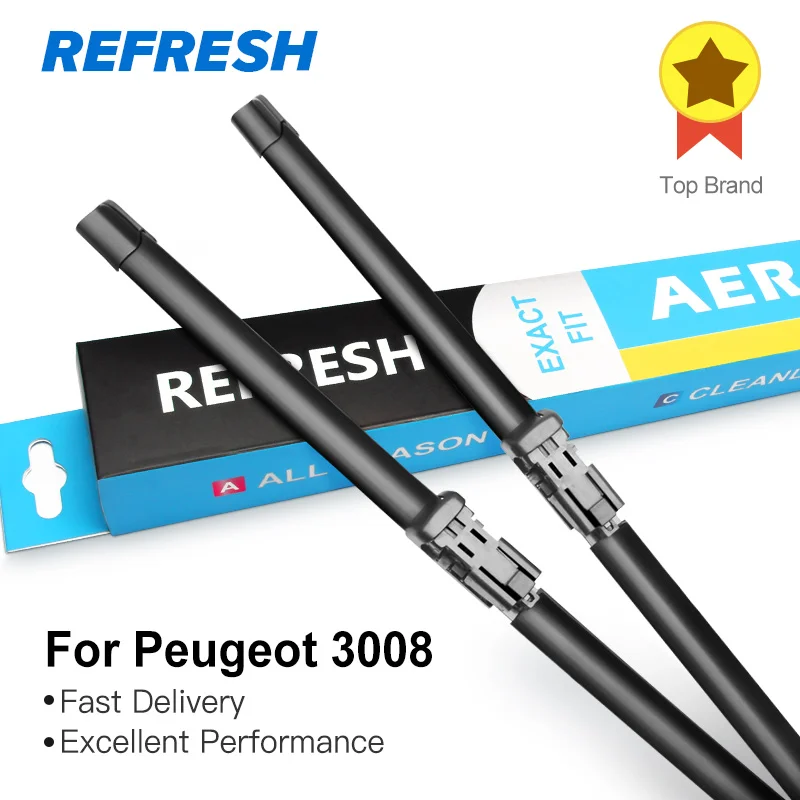 

Refresh Wiper Blades for Peugeot 3008 Fit Push Button Arms 2008 2009 2010 2011 2012 2013 2014 2015 2016 2017 2018