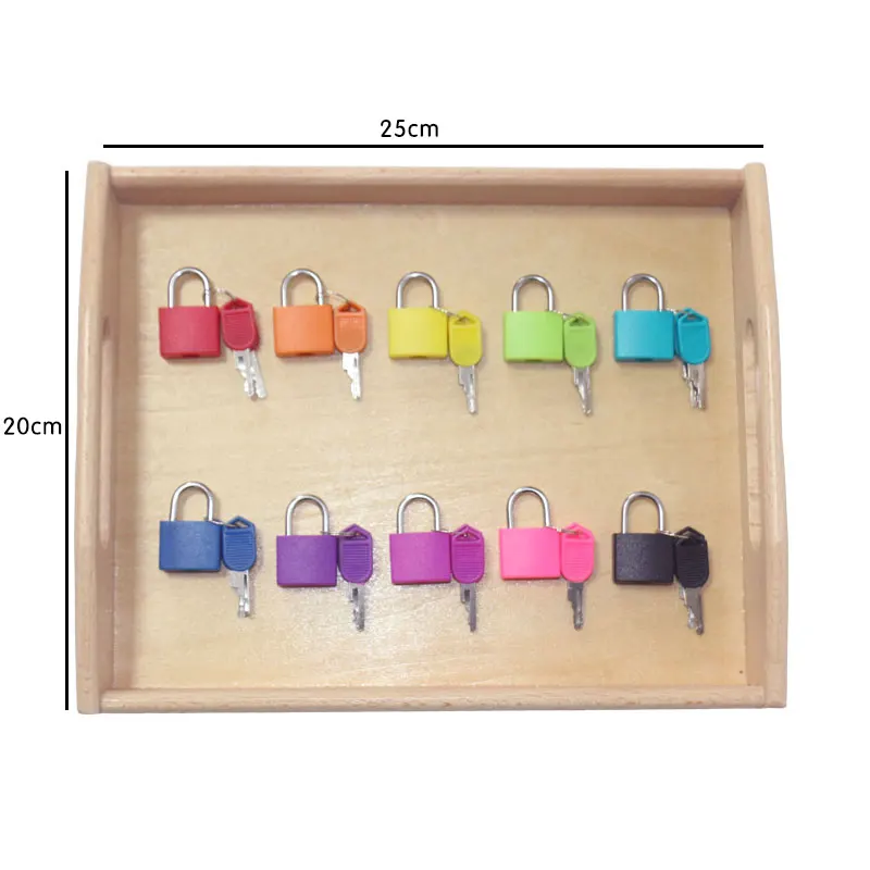 10pcs Montessori Lock with Tray Wooden Preschool Toys For Children Educational Montessori Juguetes Birthday Gift YL1164H